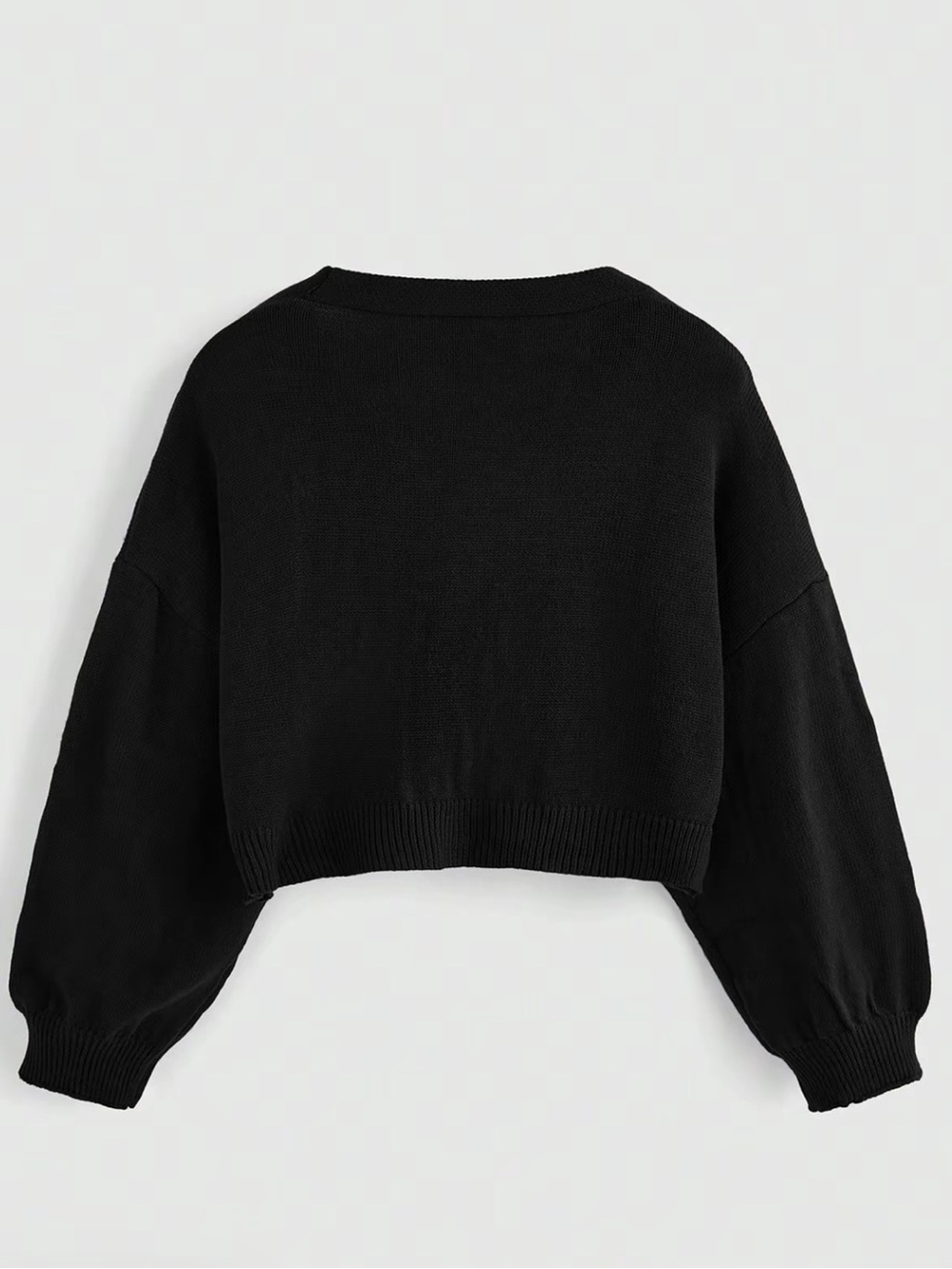 Plant Snake Embroidery Sweater, Casual Loose-Fit Short Knitted Crop Sweater - Picture 2 of 10